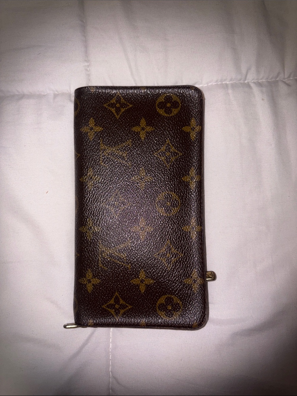 Louis Vuitton Monogram Canvas Long Card Holder Wallet in Brown and Gold